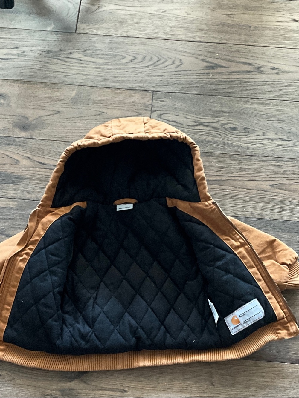 Carhartt Tan/Camel Hooded Zip Front Work Jacket - Picture 6 of 6